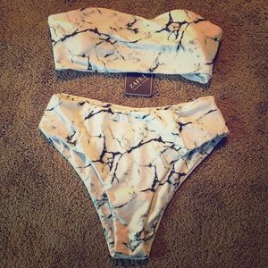 Marbled high waisted bikini